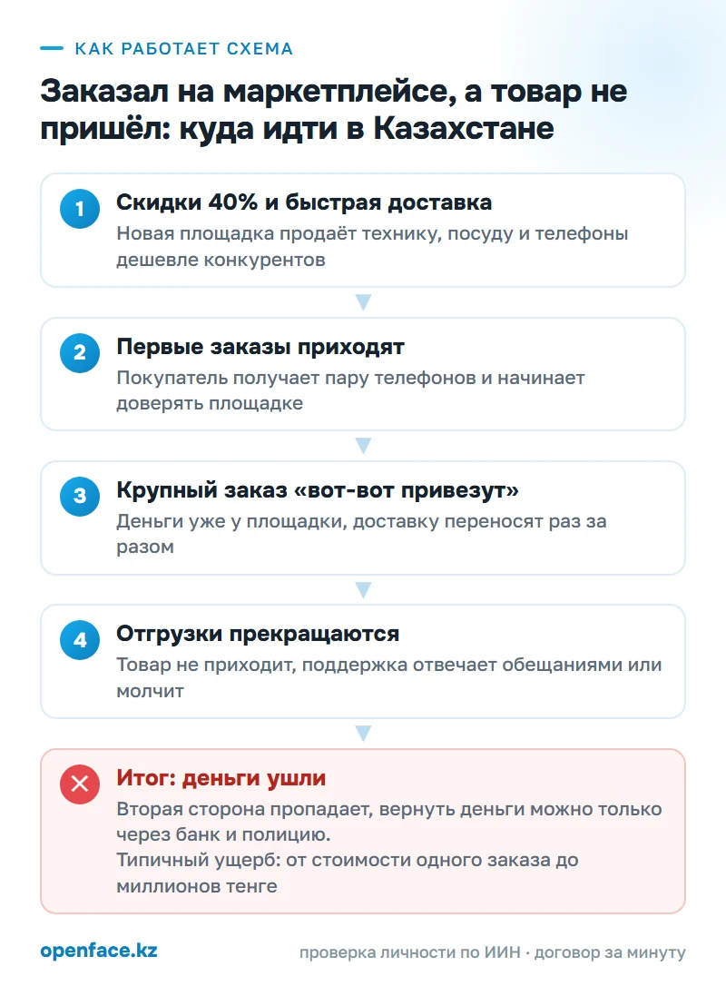 Как работает схема: Заказал на маркетплейсе, а товар не пришёл: куда идти в Казахстане