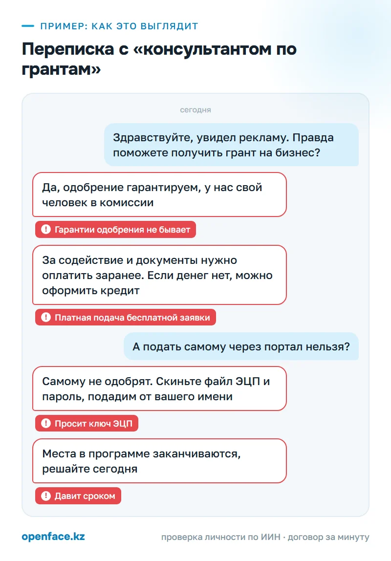Переписка с «консультантом по грантам»: пример, как это выглядит