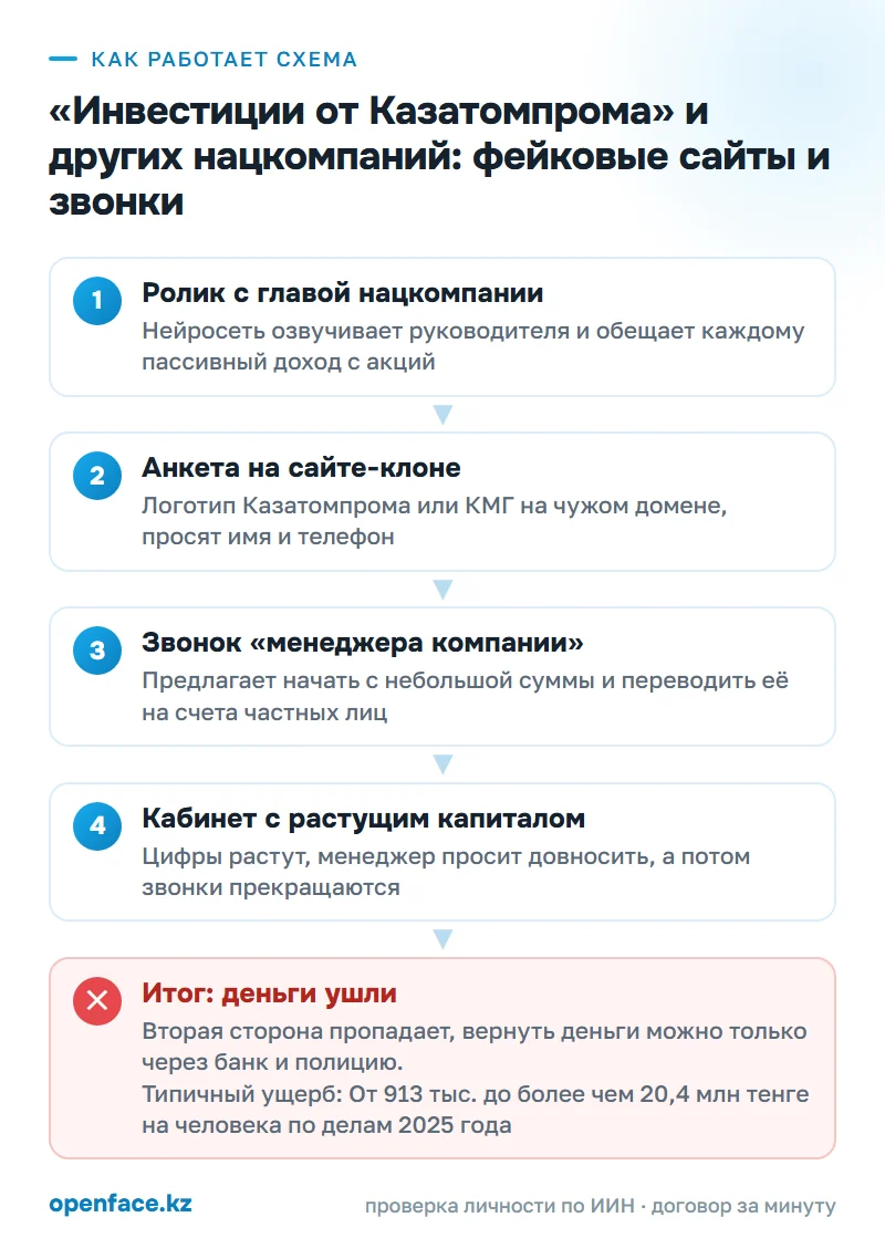 Как работает схема: «Инвестиции от Казатомпрома» и других нацкомпаний: фейковые сайты и звонки