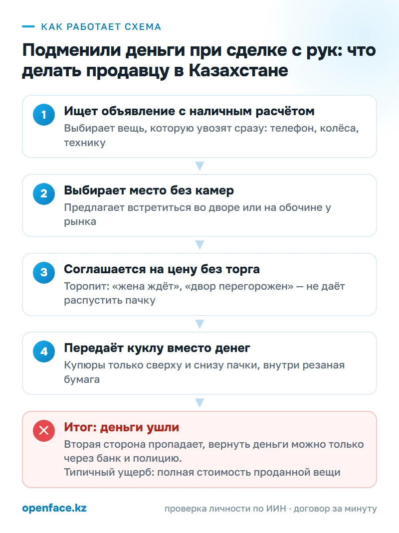 Как работает схема: Подменили деньги при сделке с рук: что делать продавцу в Казахстане