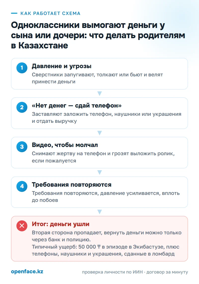 Как работает схема: Одноклассники вымогают деньги у сына или дочери: что делать родителям в Казахстане