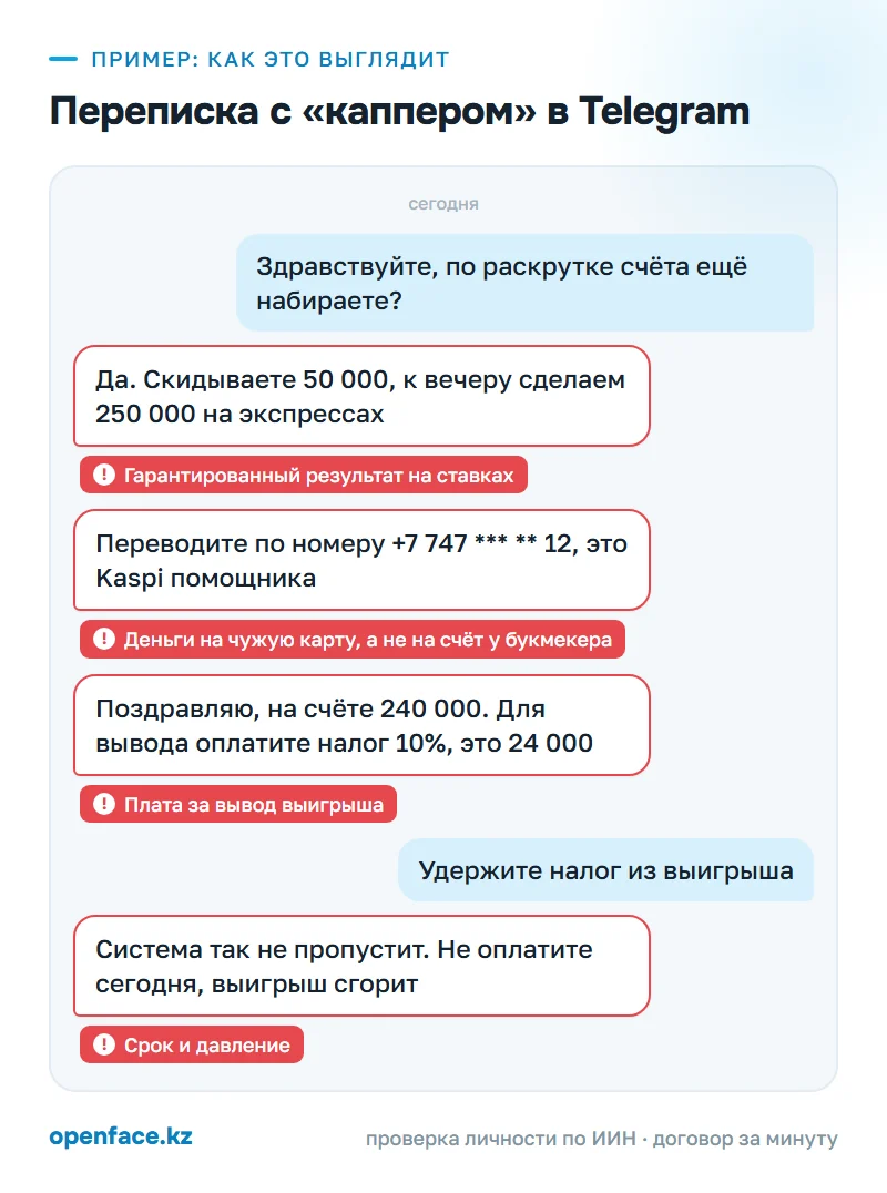 Переписка с «каппером» в Telegram: пример, как это выглядит