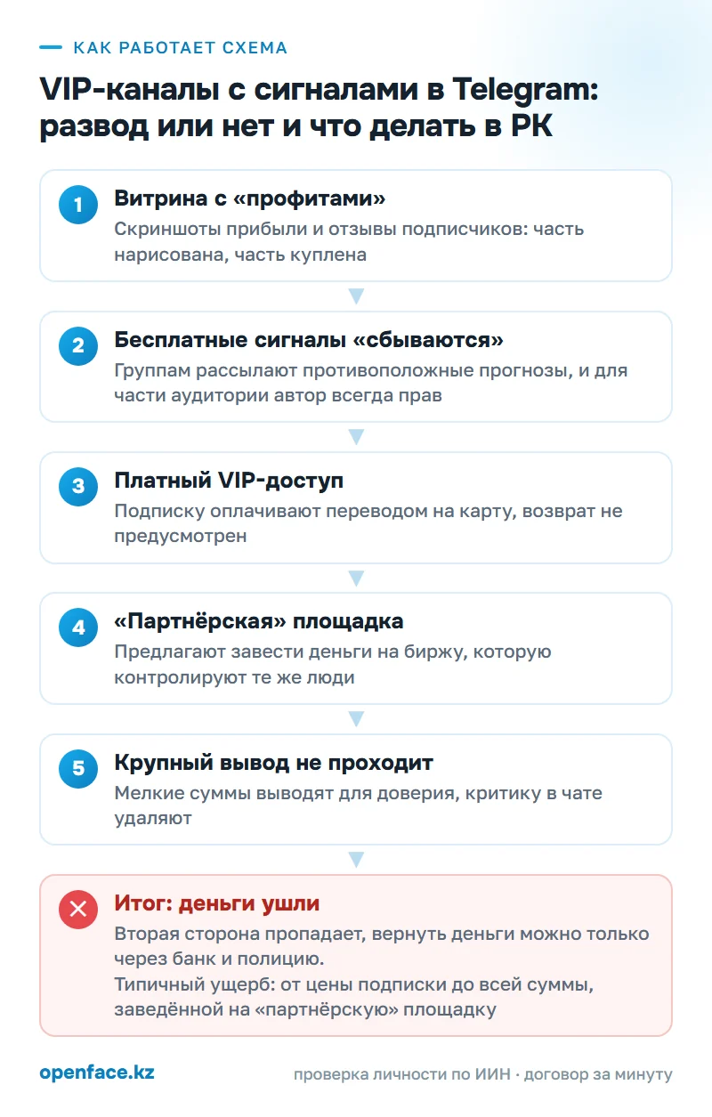 Как работает схема: VIP-каналы с сигналами в Telegram: развод или нет и что делать в РК