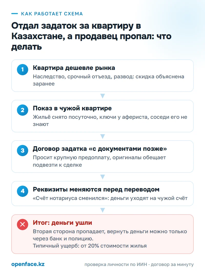 Как работает схема: Отдал задаток за квартиру в Казахстане, а продавец пропал: что делать